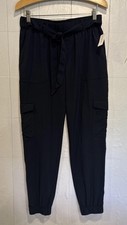 Banana Republic NWT Women Tie-Waist Cargo Jogger Pants Navy Sz S Ret 70