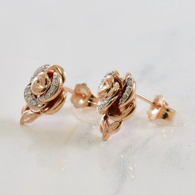 2Ct Round Cut Lab Created Diamond Rose Shape Earring 14K Rose Gold Plated
