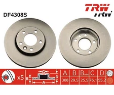 2 pieces brake disc TRW DF4308S for VW Multivan V Multivan VI