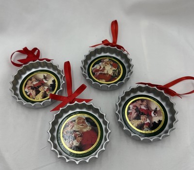 Coca Cola Bottle Cap Vintage Ornaments Trim a Tree 1990s Lot of 4