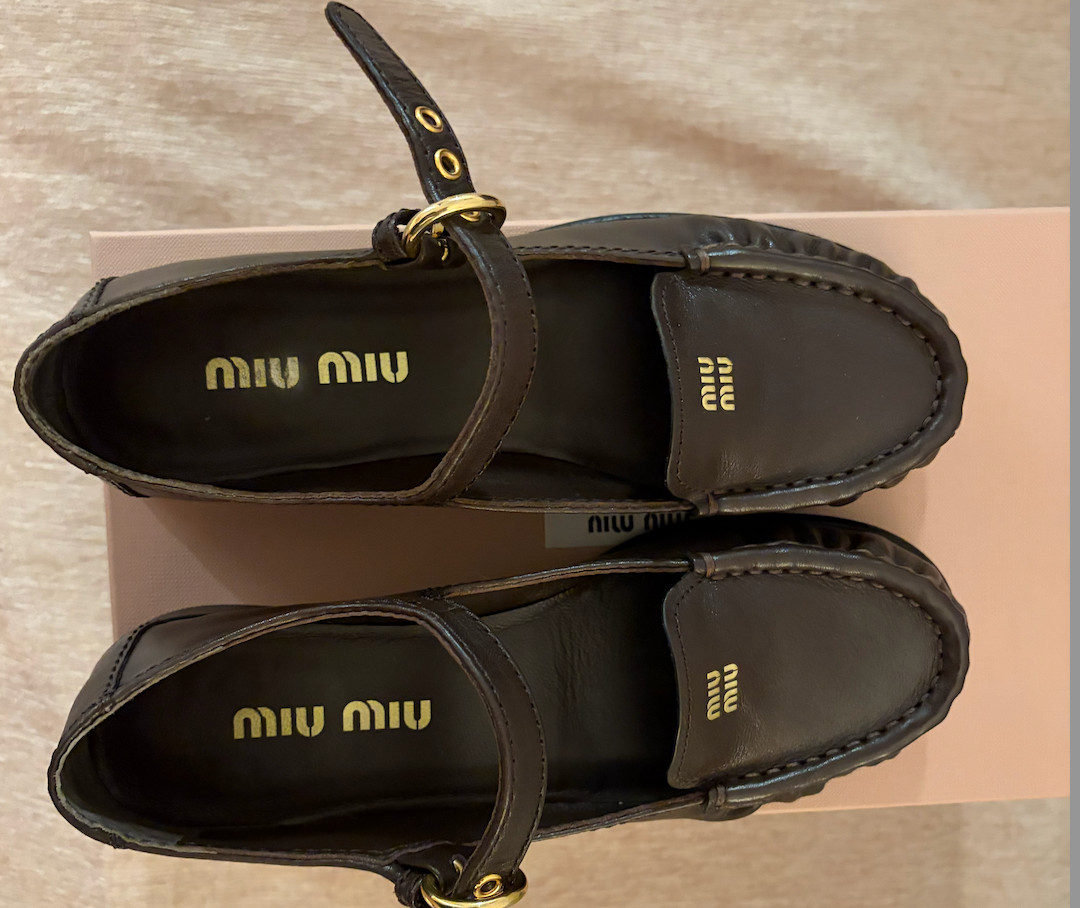 Miu Miu Women's Leather Loafers - Size 6 - Worn Once with Original box image 8