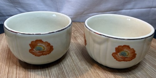 Vintage Hall’s Superior Quality Custard Cups Orange Flower Set of 2 USA