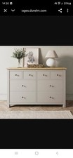 Dunelm Olney Wide 8 Drawer Chest of Drawers In Stone Brand New