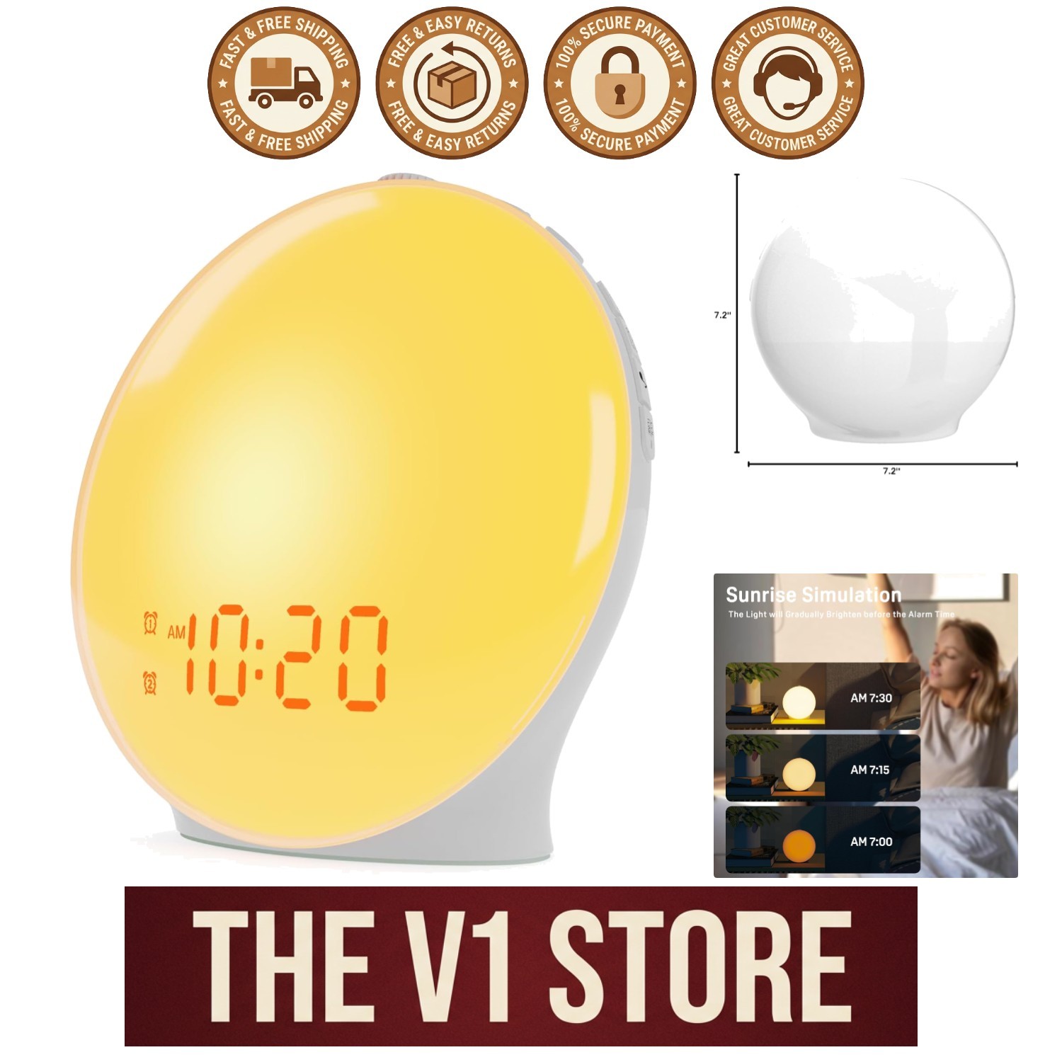 With Night Light & 7 Natural Alarm Sounds