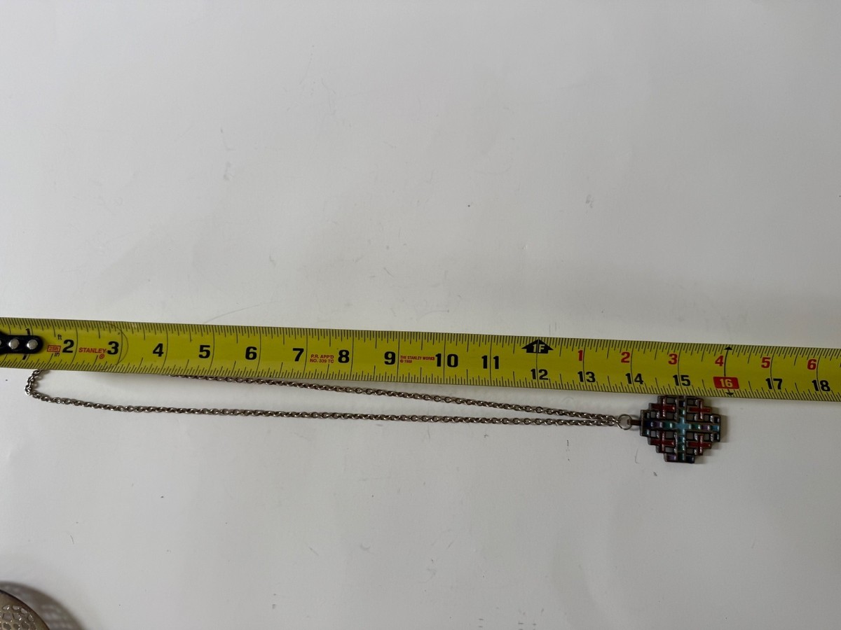 1969 Terra Sancta Guild Jerusalem Israel Enamel Jerusalem Cross Pendant Necklace View 4