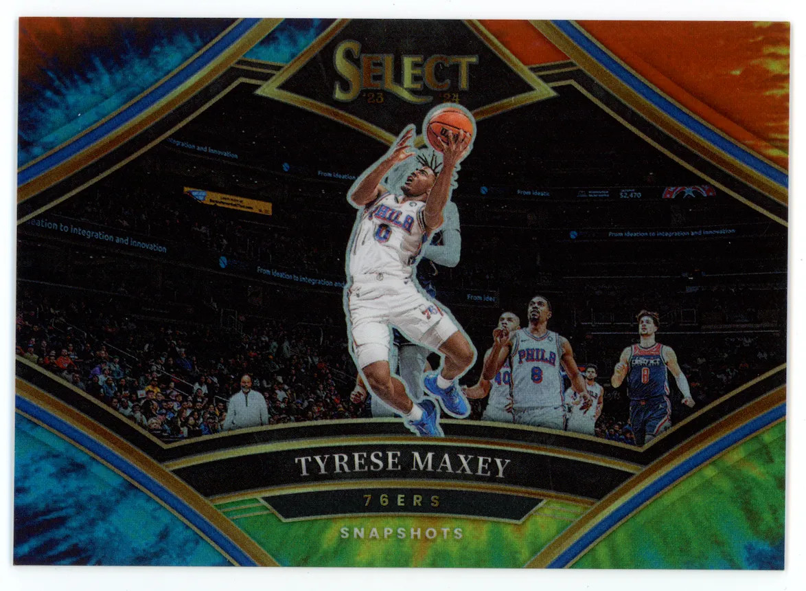 TYRESE MAXEY 2023-24 Panini Select Snapshots Tie-Dye Prizm /25 #9 76ers