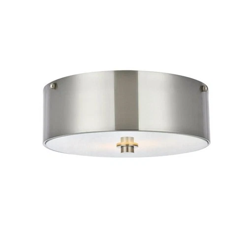 Living District Hazen 2-Light Metal Flush Mount in Burnished Nickel/White - Picture 3 of 5