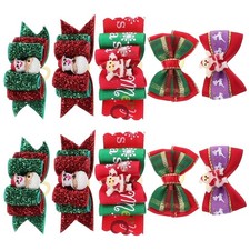 20 Pcs Pet Christmas Hair Tie Bowknot Rubber Hair Band Holiday Hair Decoration
