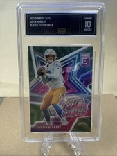 JUSTIN HERBERT 2021 DONRUSS ELITE GREEN STAR STATUS #SS5 CHARGERS GMA 10 !!!!!!