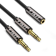 3.5 mm to 2 X 3.5 mm Cable, Gold Plated Copper Shell 1/8 inch TRS Female to 2...