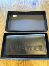 Harley Davidson Leather Classic Checkbook Wallet Black New with Box