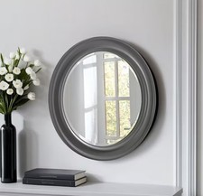 Yearn Denver Round 64.5cm Modern Hallway Wall Mounted Mirror - Dark Grey (Worn)