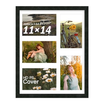 11x14 Collage Frame, Displays 5 Photos in 4x6 Size, Wooden Multi-Photo Frame ...