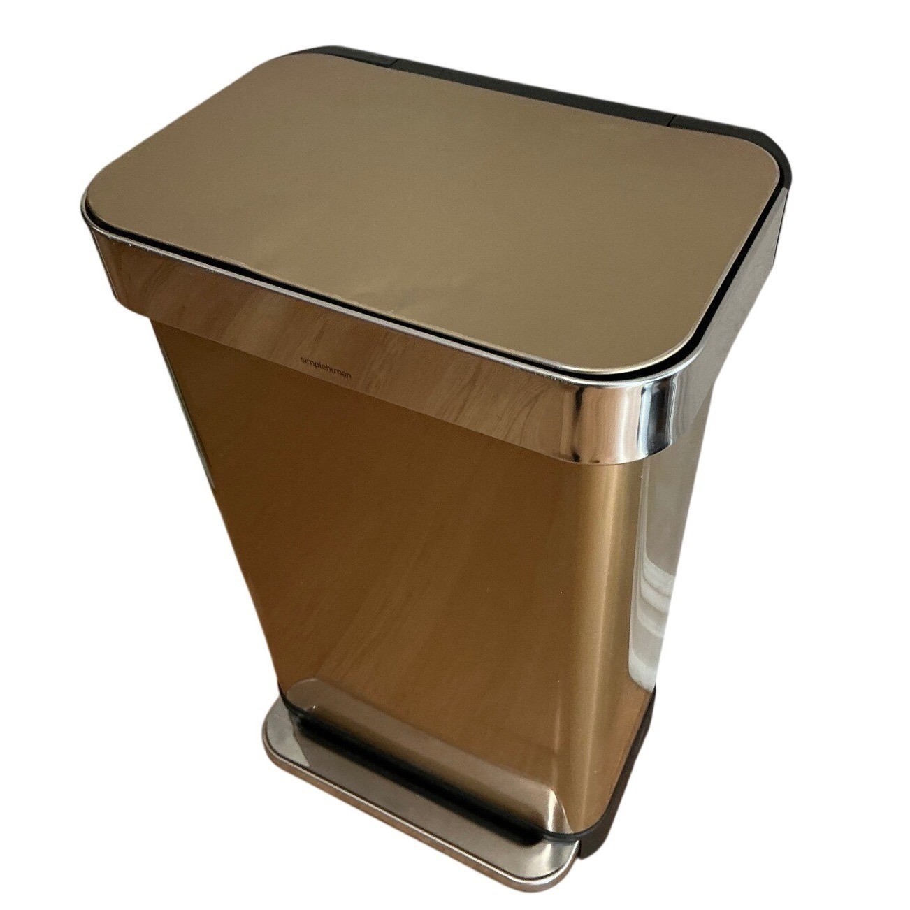Simplehuman Stainless Steel Rectangular Step Trash Can with Liner Pocket Bronze