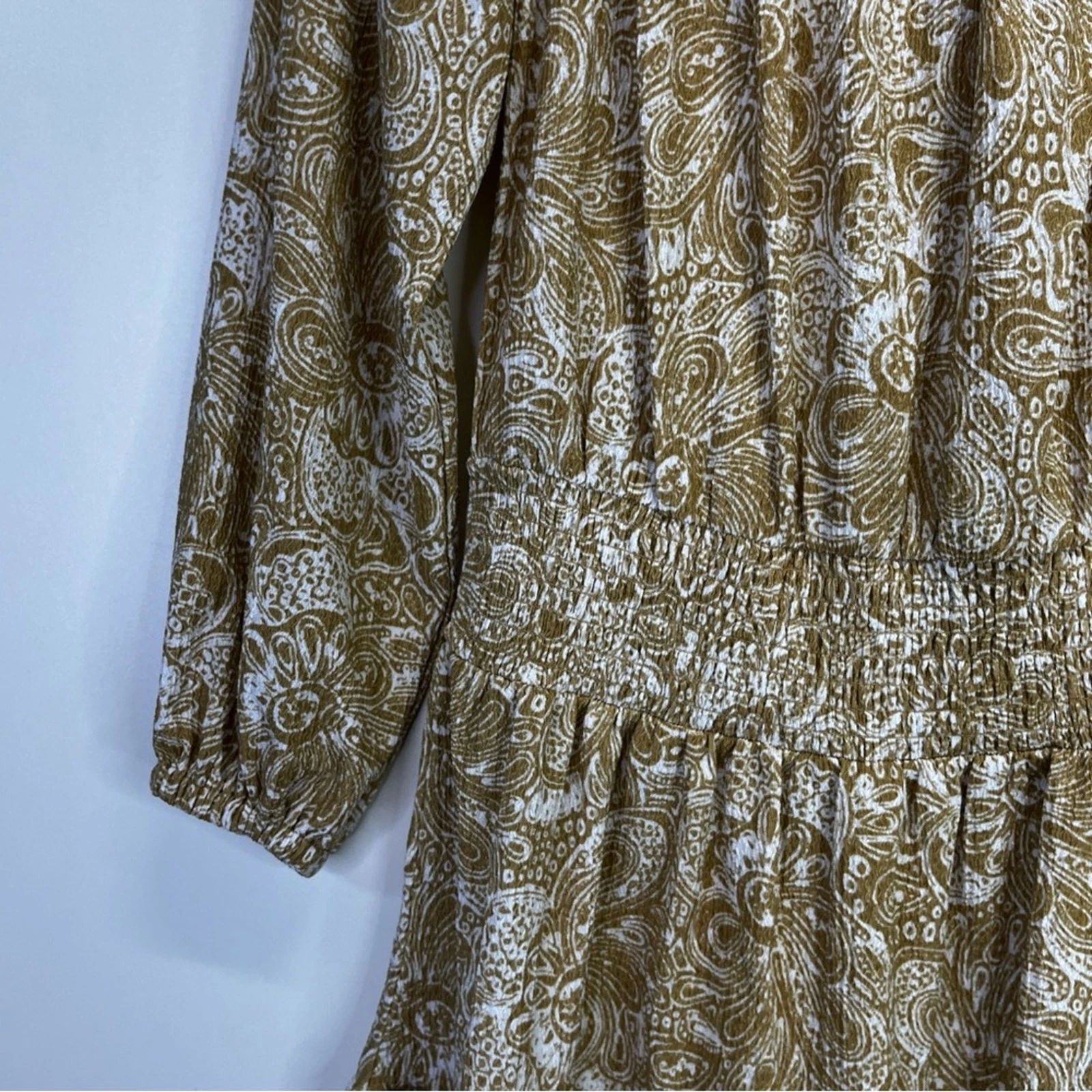 Michael Kors Daytime Paisley mini abito kaki nuovo con etichette vendita al dettaglio $140 S