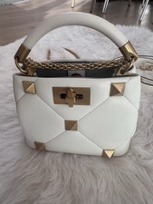 Valentino Garavani White Quilted Studded Smal...
