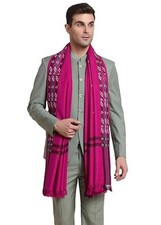 Indian Wool Men's Scarf Shawl Wrap Stole Handloom Wedding Dupatta Magenta