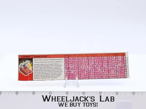 Grand Slam Action Figure Tech Spec 1988 Vintage Hasbro G1 Transformers