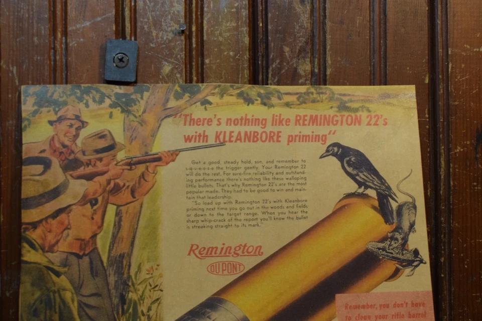 Tarjeta de prueba de litógrafo REMINGTON KLEANBORE .22 2 CARAS SIGNO OFFSET CIRCA 1930s Foto 3 de 4