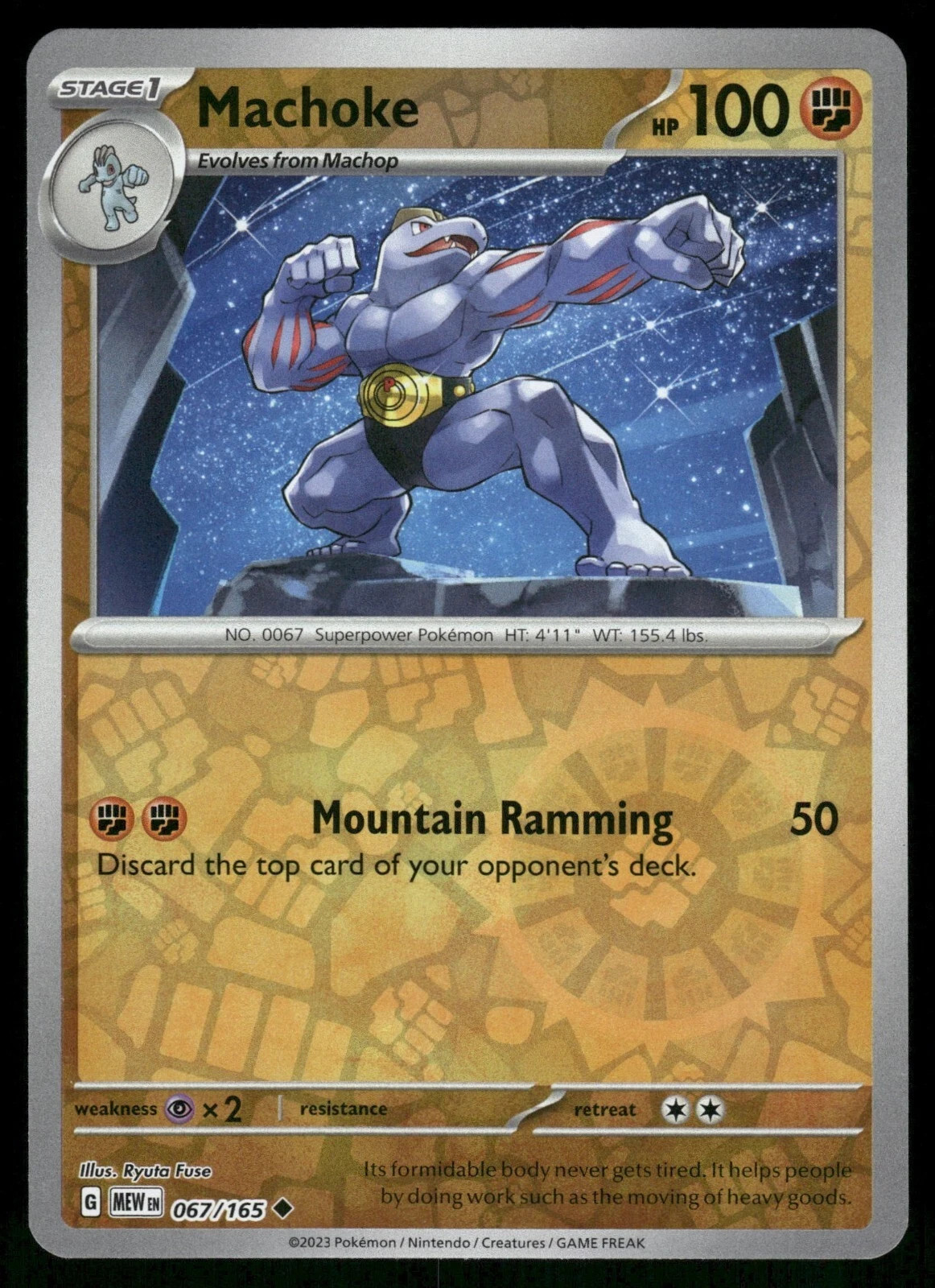 2023 Pokemon Machoke Reverse Holo 067/165 Scarlet & Violet 151 STAGE 1 MINT UNPL