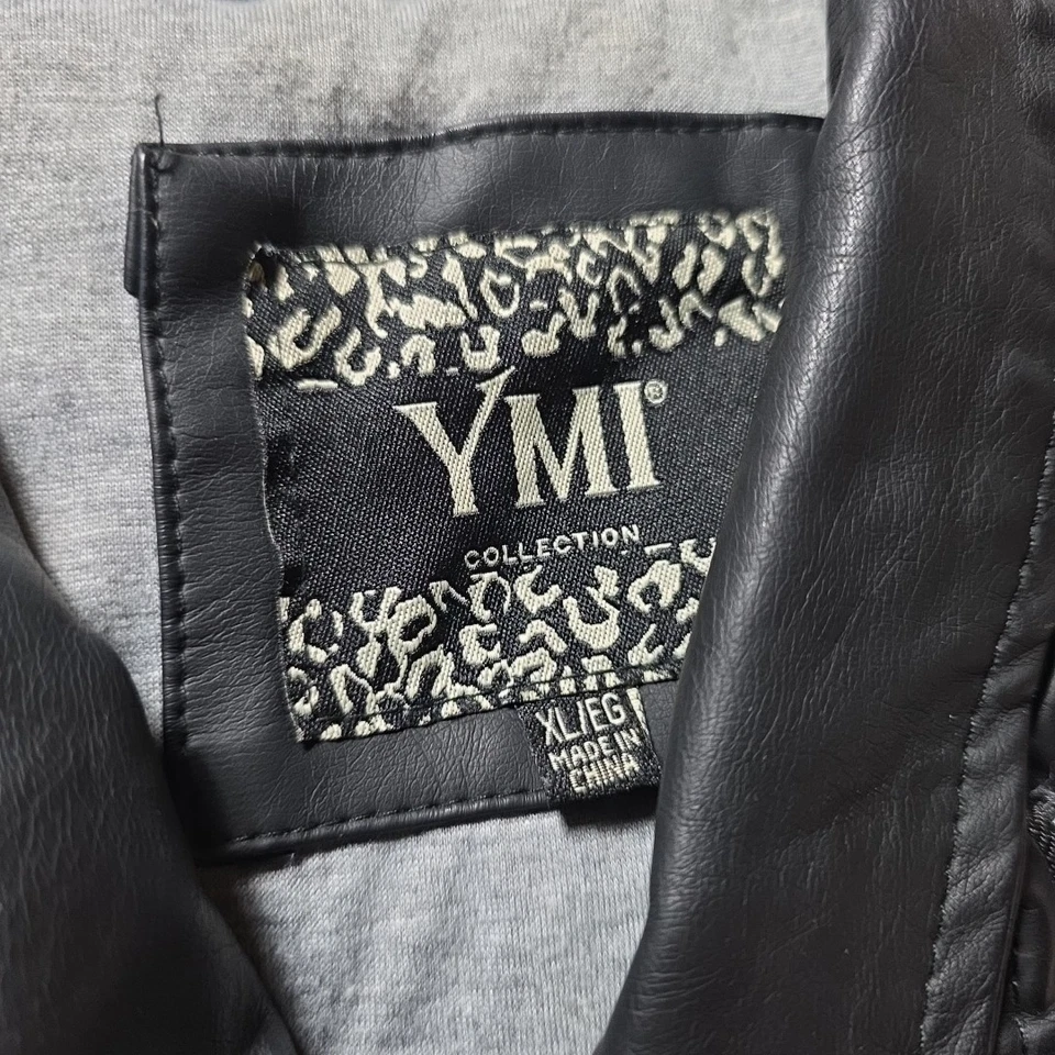 Chaqueta para mujer YMI negra de imitación de cuero años 80 90 Y2K forrada abrigo con cremallera completa otoño XL Foto 2 de 4