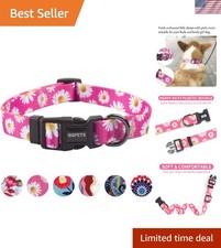 Soft Dog Collar with Cute Flower Patterns - Adjustable Fit S Size for Small Dogs