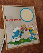 ANCIEN MIROIR PORTE PHOTO SCHTROUMPF PEYO 1983 A2