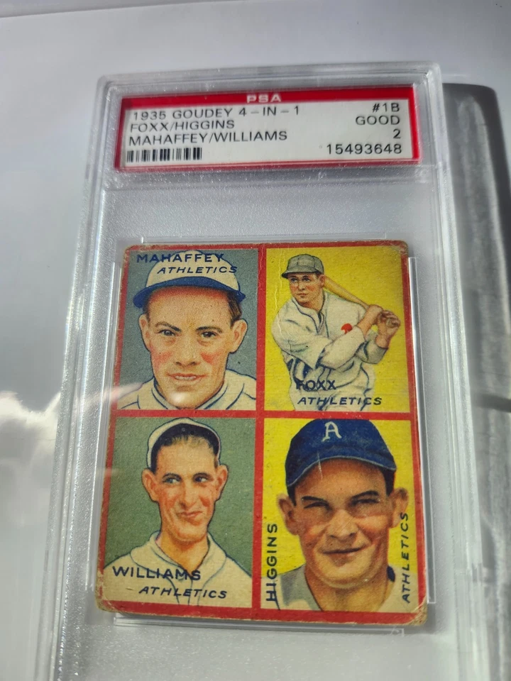 1935 Goudey 4 em 1 Mahaffey/Foxx/Williams/Higgins #1B PSA 2 - Imagem 3 de 3
