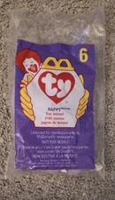 Ty Teenie Beanie Baby HAPPY the Hippo #6 McDonalds Happy Meal Toy 1998 SEALED