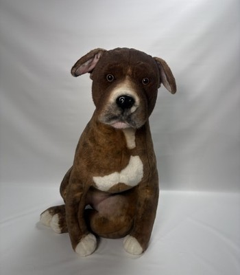 Cuddle Clones Plush Dog Brindle Terrier Pit Bull Mix Stuffed Animal 26 Inches