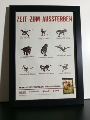 Rare Dino Stalker PS2  Werbeblatt Poster Gerahmt Ad Page Framed Werbung Flyer 