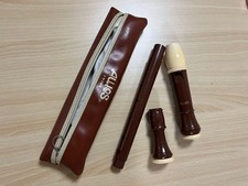 Aulos Alto Recorder Brown with Case Used Musical Instrument 33b