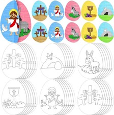 Easter Religious Crafts Set, 36 DIY Holy Week Cross  3D Egg Cutouts