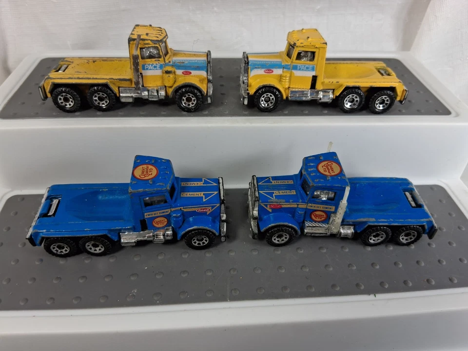 Matchbox Peterbilt Semi Cabs Blue Yellow Lot Of 4 Parts Restore Die Cast - Image 3 of 4