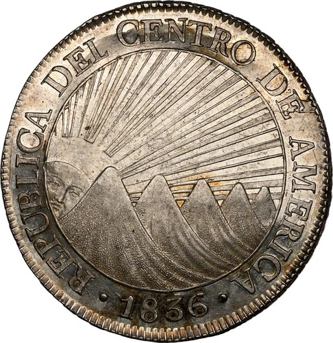 Guatemala: Central American Republic 8 Reales 1836-NG M, NGC MS-61. Stunning PQ!