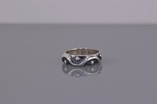 Sterling Silver 5mm Wavy Over Under Beaded Accent Band Ring 925 Sz: 5