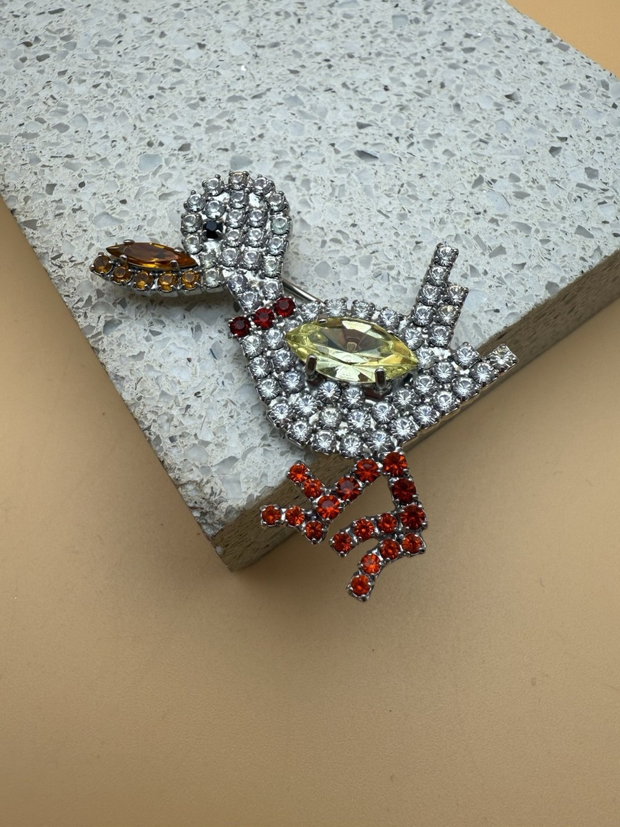 Butler Wilson Vintage Signed Waddling Duck Brooch UK