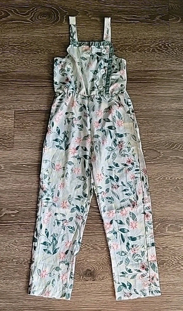 Jumpsuit Outfit Green Floral Ruffle Button Girl 7 Romper Overall Shein-image