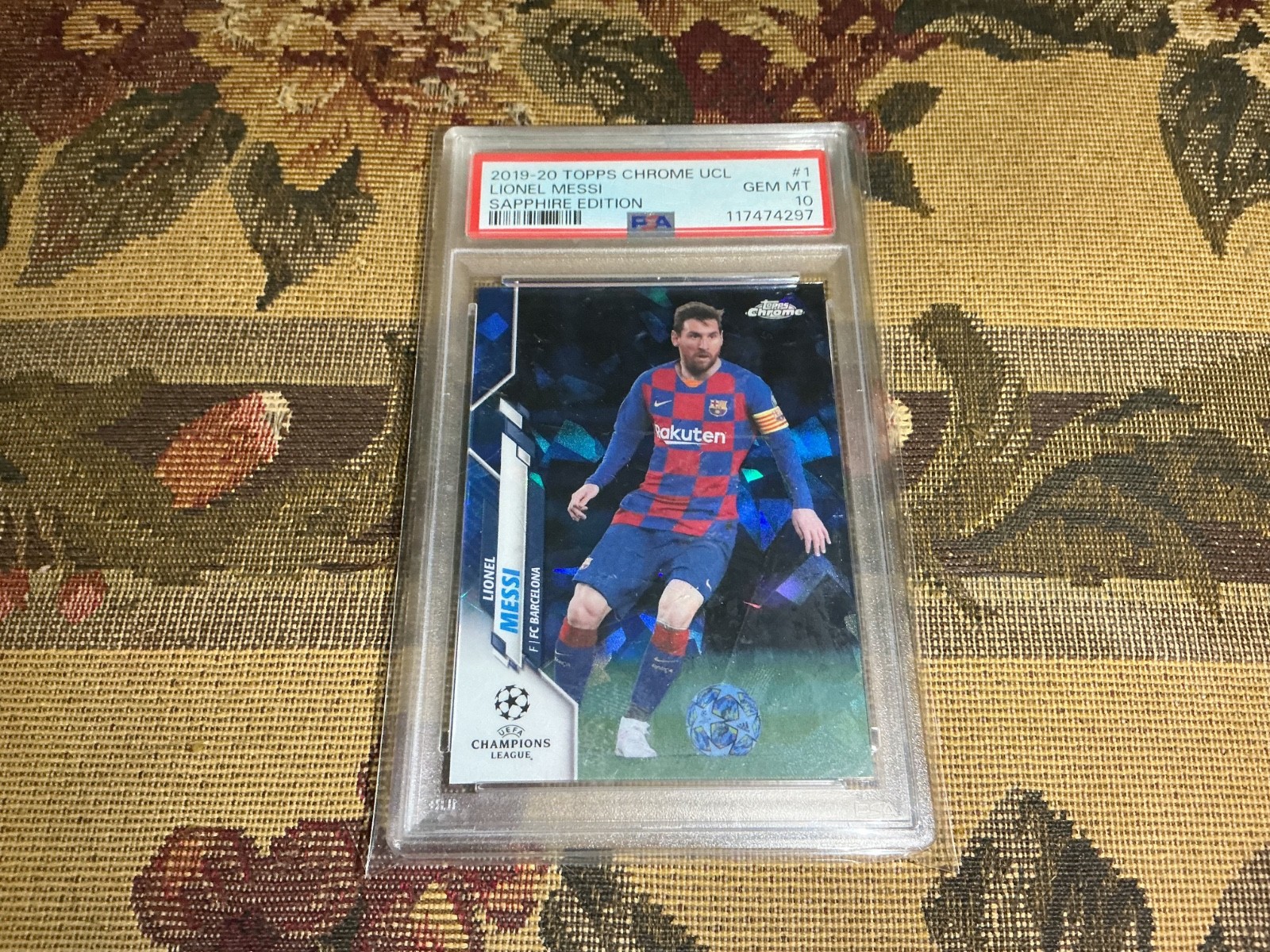 2019-20 Topps Chrome UCL Sapphire Edition Lionel Messi #1 PSA 10 GEM MT