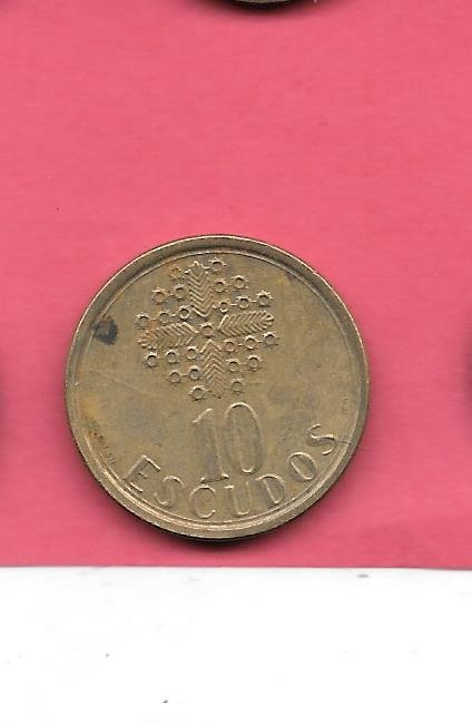 PORTUGAL KM633 1989 VF-VERY FINE circulated 10 esudos pre-euro OLD VINTAGE COIN