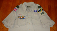 Boy Scout America BSA Tan Uniform Shirt VENTED Men's Size LARGE 100 Polyester