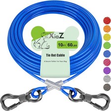 XiaZ 10ft Dog Tie Out Cable, Runner for Yard Steel Wire 60lbs 10ft, Blue