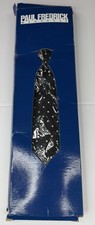 Paul Fredrick Men's Silk Polka Dot Necktie Vintage Black And White USA Made