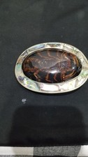Vintage Real Genuine Scorpion Abalone Shell With Lucite Belt Buckle