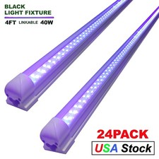 24Pack 4Ft Black Light Bar, 40W UV LED Black Light with Plug, Switch, 6Ft Cords