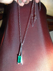 VINTAGE AVON SHIMMER EMERALD GREEN CRYSTAL PENDULUM NECKLACE/CRYSTAL EARRINGS — photo 7
