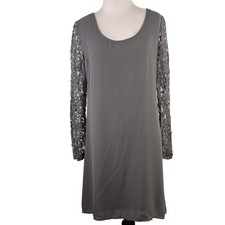 Stetson Gray Dress with Lace Sleeves Women's Size Small
