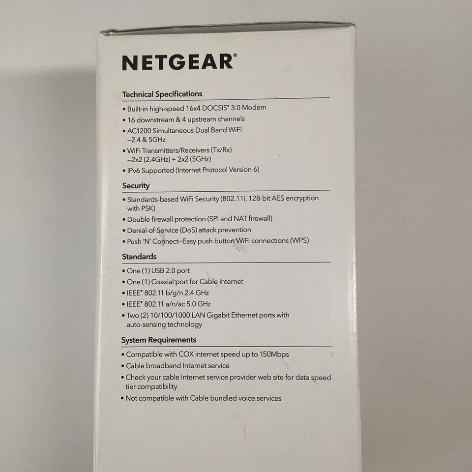 Netgear C6230 - AC1200 WiFi Cable Modem Router with DOCSIS 3.0 - Open Box - Image 4 of 4