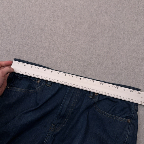 Pantalones de mezclilla para hombre GAP 1969 36x28 rectos álamo lavado oscuro desteñido 100 % algodón - Imagen 7 de 10