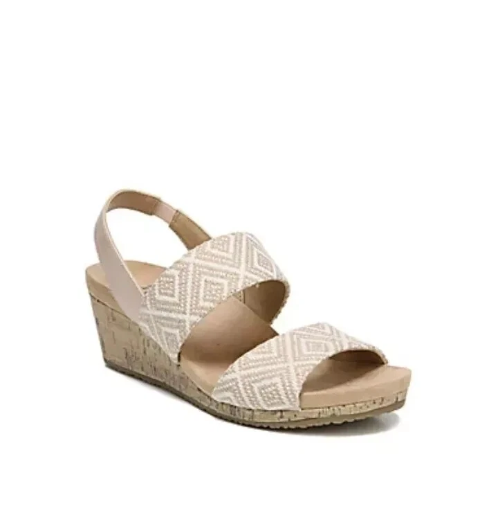 Sandalias de cuña Life Stride Marcela blancas tostadas cómodas flexibles sistema suave talla 7,5 M Foto 2 de 4